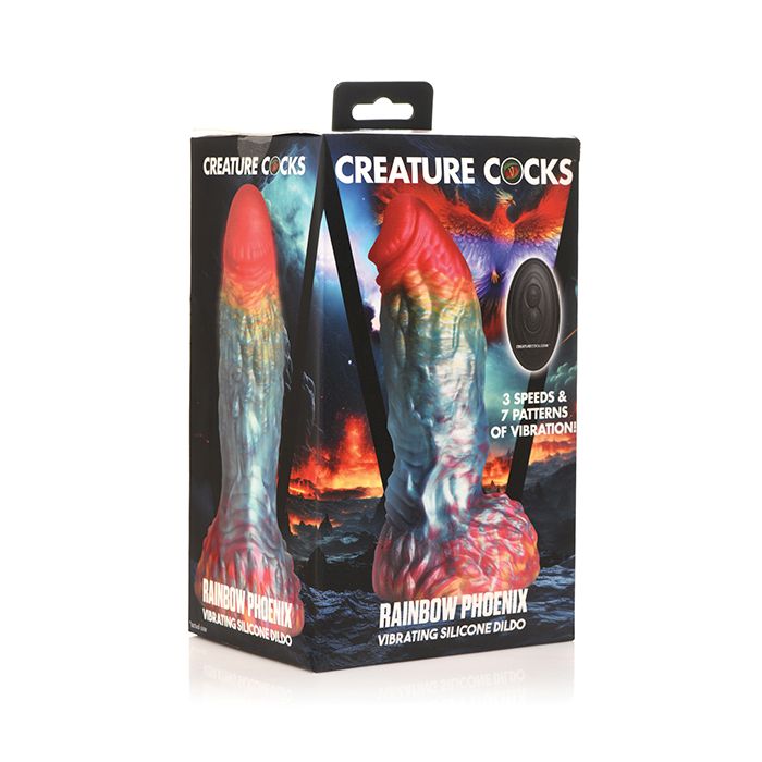 Creature Cocks Rainbow Phoenix Vibrating Dildo w/Remote Control - Rainbow
