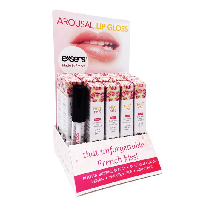 EXSENS of Paris Hot Kiss POS Display w/Tester - Strawberry Display of 14