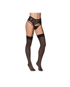 High Waisted Sheer Mesh Garter Belt w/Adjustable Garter Straps Black