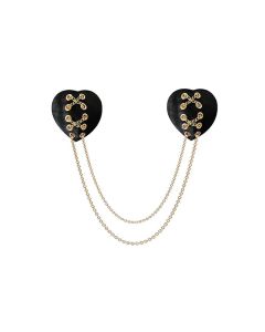Neva Nude Two Heart Chained Pasties - Black O/S