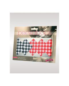 Peekaboos Off the Wall Checkered Pasties - 2 Pairs 1 Black/1 Red