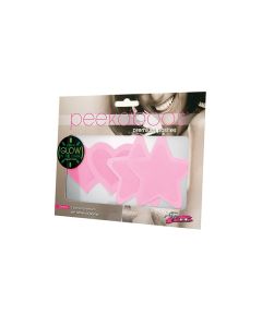 Peekaboos Glow in the Dark Hearts & Stars - Hot Pink 2 Pairs