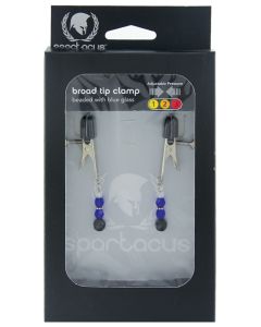 Spartacus Adjustable Broad Tip Blue Beaded Nipple Clamps