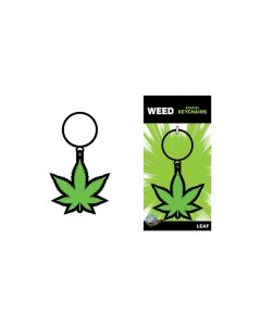 Wood Rocket Weed Pot Leaf Keychain - Green
