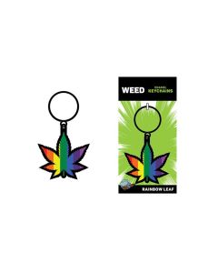 Wood Rocket Rainbow Leaf Keychain - Rainbow