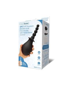 CleanScene 4 Pc Soft Squeeze Beaded Anal Douche Set w/Flared Base
