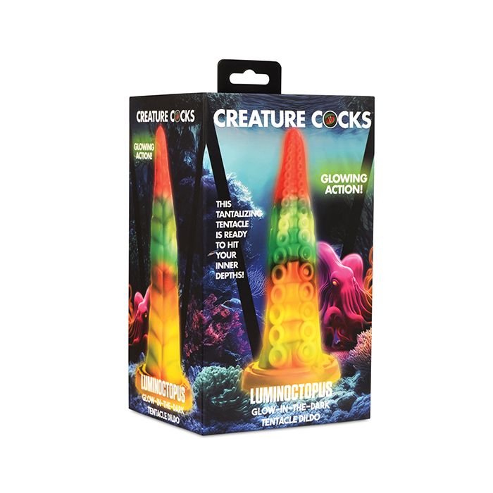 Creature Cocks Luminoctopus Glow-in-the-Dark Tentacle Dildo - Rainbow